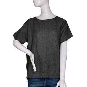 Cuyana Top Short Sleeve 100% Baby Alpaca Crewneck Asymmetric Size S Made in Peru